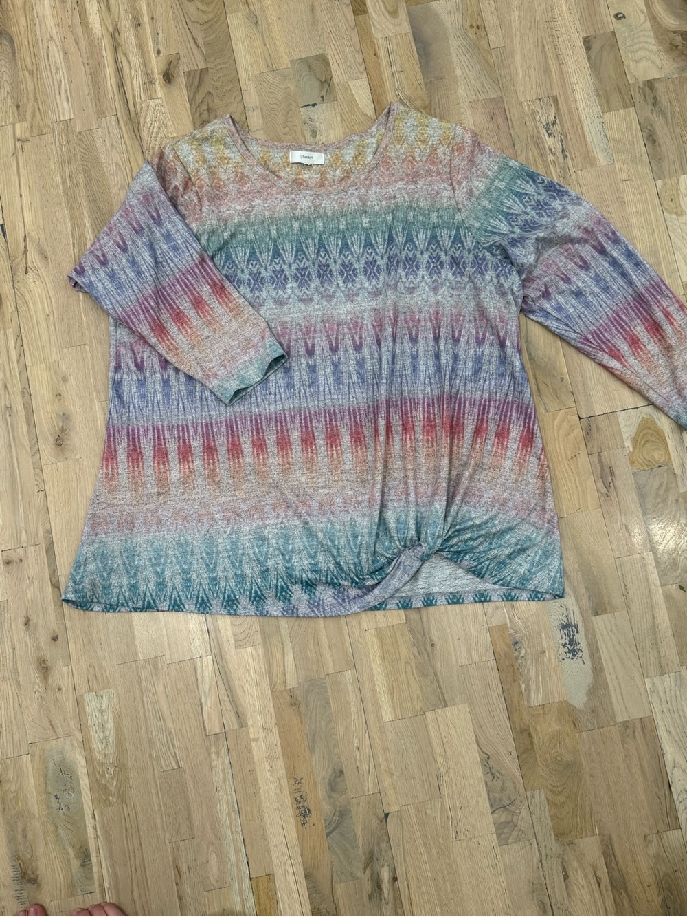 CJ Banks Multicolor Striped Twist-Hem Long Sleeve PLUS Top | read ⬇️